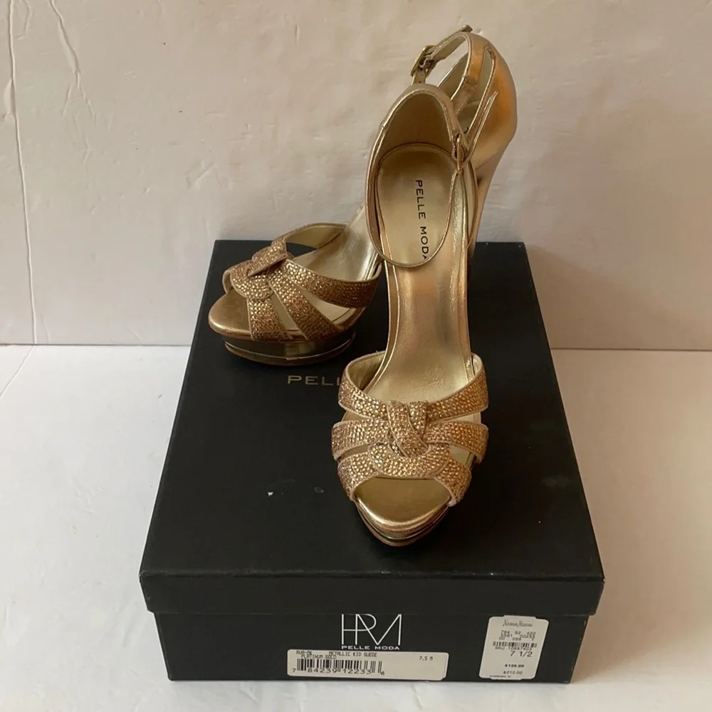 Pelle Moda metallic platinum gold heels - Picture 1 of 8